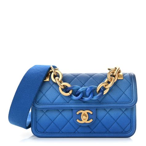 CHANEL Caviar Quilted Small Sunset On The Sea Flap Blue 